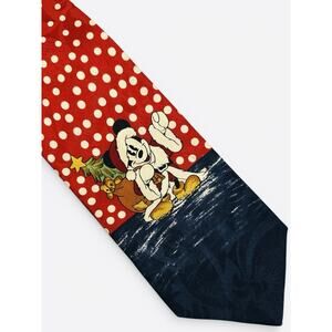 Disney Atlas Design Silk Mickey Mouse Polka Dots Christmas Vintage Necktie Italy